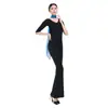Vestido Traje de Cuerpo Estilo Nuevo Femenino Temperamento Etiqueta Modelo de Entrenamiento Pasarela Cuello en V Modal Vestido de Práctica Danza Latina