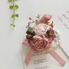 Art Accord 358 Artigos para Casamento Banquete Flor Artificial para Convidados Lapela do Noivo Flor de Mão Vermelho Rosa
