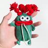 Bolsa para Llaves de Coche Lindo Dibujo Animado Hecho a Mano Lana Tejida Suministros para Coche Colgante Estuche Protector para Llaves Bolsa de Almacenamiento para Mujeres