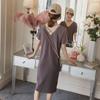 Vestido de Verano 2021 Nueva Llegada Francés Color Sólido Cuello en V Largo Medio Camiseta Vestido sin Espalda de Manga Corta para Mujeres Pequeñas a la Moda