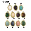WT-P1985 Exquisitos Pendientes Clásicos con Forma de Huevo de Ganso, Recorte de Turquesa y Lapislázuli, con Circonitas de Oro de 18k, Colgantes para Mujeres, Joyería