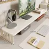 Soporte para computadora de escritorio para oficina en casa, con un elevador de monitor de doble capa y estantes de almacenamiento
