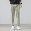 Pantalones casuales rectos para hombre 2024, nuevos pantalones casuales de algodón y lino de color sólido, pantalones casuales deportivos largos y anchos de talla grande para hombre.