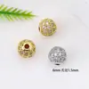 Contas Espaçadoras de Zircônia Diamantada Microcravejadas Cor Ouro 18K para Montagem de Pulseiras Colares Corrente de Pérolas Acessórios de Joalheria Atacado