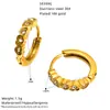 Brincos de Tarraxa Redondos de Zircônia da Moda Versátil Europeus e Americanos para Mulheres Aço Inoxidável Ouro 18K Simples Elegantes Argolas Atacado