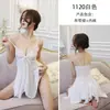 Lencería sexy, camisón de tirantes estilo uniforme seductor para mujer, ropa de dormir de encaje, 1120