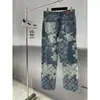 Vanke Jeans para Hombre Transfronterizos Mosaico Cuadros Estilo Callejero Modernos Jeans Codificados para Hombre