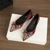 Sapatos Baixos de Veludo Pointy Toe Estilo Luxo Leve com Laço de Strass para Mulheres, Boca Rasa, Solado Macio, Estilo Fada Gentil para Banquete