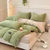 Funda de edredón de terciopelo de leche engrosada de invierno de doble cara AB, funda individual de inserto de edredón de franela de terciopelo de coral, juego de ropa de cama de cuatro piezas para dormitorio