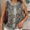Nuevo chaleco de mezclilla floral vintage de comercio exterior transfronterizo europeo y americano, chaleco exterior jacquard sin mangas de cuello redondo