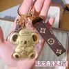 Llavero Colgante para Teléfono Koala Chapado en Oro de 999 Dibujo Animado Colgante para Bolsa de Teléfono Artículo Más Vendido del Transmisión en Vivo de Shuibei