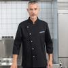 Bolso de cor contrastante cinza roupas de trabalho de chef de hotel para homens manga longa restaurante ocidental cozinha vestuário panificação jantar refeitório cozinha