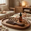 Pente de Madeira de Sândalo para Mulheres, Pente de Dentes Largos para Cabelos Longos, Pente Espessado de Dentes Duplos para Massagem na Cabeça e Couro Cabeludo, Cuidados com os Cabelos