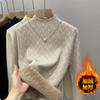 Suéter de Cuello Alto Medio con Forro Polar Engrosado para Mujer, Top de Punto para Fondo, Otoño e Invierno 2025 Nuevo, Tejido de Punto Suave y Ceroso, Ropa Interior
