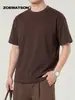 Camiseta Masculina Zoewatson Pesada 210g Algodão Mercerizado Simples Ombro Normal Manga Curta Verão Estilo Americano Versátil Gola Redonda