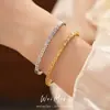 Pulsera de Acero Inoxidable con Cierre de Flor Redonda de Zirconia, Pulsera Simple y Elegante, Joyería de Lujo Ligero de Nicho de Alta Gama al por Mayor