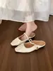 Meias Pantufas Fechadas de Cetim Estilo Coreano para Mulheres, Mules Fechadas da Moda de Verão, Pantufas Frescas Estilo Fada