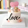 Decoração de Bolo Dia dos Namorados Chinês Coração de Acrílico Amor Cartão Plug-In Cachorro de Desenho Animado Fofo Enfeites