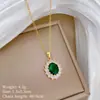 [Aço Titânio] Formato de Ovo Esmeralda Completo em Diamante Luxo Leve Elegante Deslumbrante Colar Completo em Diamante Corrente de Clavícula Versátil para Todas as Ocasiões Aço Titânio