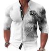 Moda masculina nueva 2024 transfronteriza Europa y Estados Unidos camisa de manga larga con estampado digital 3D camisa casual para hombre con cuello