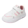 Zapatos para Niñas 2026 Otoño Nuevos Tenis de Cuero para Niñas con Velcro Calzado Casual Suela Suave Zapatos Blancos de Tabla