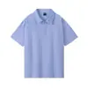 Ropa de trabajo de manga corta con cuello polo de algodón puro de doble hilo 32s para hombre, color sólido, versátil para actividades, uniforme de grupo