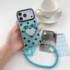 Corazón de lunares adecuado para funda de teléfono Apple 18promax iPhone17P soporte 16 con espejo 15P bolso
