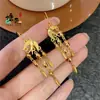 Tienda de Oro Mismo Estilo Nuevos Pendientes Chinos de Urraca Hoja Pendientes con Borla Moda Boda Tres Oro Joyería Pendientes de Moda para Mujer
