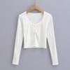 Outono e Inverno novo europeu e americano feminino U-collar apertado manga comprida top C75168