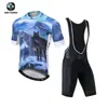 Xintown Camisa de Ciclismo de Manga Curta Verão Lobo Noturno Roupas de Ciclismo Novas Calças Conjunto de Camisa de Ciclismo com Bretelles Verão