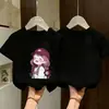 Camiseta de Algodão Puro de Manga Curta para Meninas Top de Verão 2026 Nova Estilo Coreano Infantil Solta Estilosa Estampa de Desenho Roupas de Verão