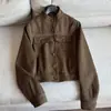 2026 Nueva Chaqueta Corta Casual de Ante y Terciopelo con Cuello Alto Top Cárdigan al por Mayor N6DW80705