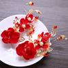 Nuevo Adorno para el Cabello de Flor Roja para Novia de Venta Caliente Nuevo Boda China Accesorios para Niños Par Clip Accesorios para el Cabello Hechos a Mano