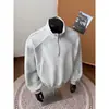 Sudadera retro americana con media cremallera para hombre y mujer, corte holgado para otoño, top casual versátil para parejas y estudiantes
