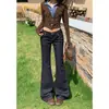Jeans Clássico Dobrável Cintura Baixa Stretch Cor Original Denim Micro Flare Jeans Slim Fit Calça Jeans Estendida