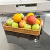 Cesta de almacenamiento cuadrada tipo ratán con asa de madera, plato portátil para pan, condimentos, aperitivos, dulces y frutas.