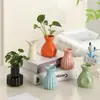 Estilo Crema de Ins Cerámica de Escritorio Jarrón Pequeño Renovación de Habitación Objetos Pequeños Cálidos Adornos de Flores Artificiales Decoración de Oficina