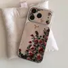 Estojo de Sombras Rose Love Disc para Apple 16 Pro Max, Transforma-se Instantaneamente em uma Capa de Celular de Couro, Cobre Totalmente 15/14, Capa de Alta Qualidade na Moda