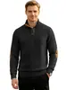Sudadera tipo americana para hombre de eBay, con jacquard texturizado, cuello alto, manga larga, bloques de color otoño e invierno en la tapeta, con parches en los codos.
