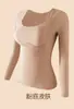 Top de copa con orejas de conejo para mujer con copas acolchadas, forro polar cepillado de doble cara, estilo gelatina sin costuras, hace que los pechos grandes parezcan más pequeños, camiseta interior de otoño, capa base