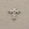 Acessórios para Nail Art Metálicos 3D Retro com Pedraria Cruzada Chrome Hearts Liga de Metal Cruz Prateada Acessórios com Pedraria para Nail Art