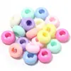 13 MM Color Macarrón Acrílico Plano Redondo Agujero Grande Cuentas Sueltas Accesorios para Joyería DIY Rueda de Cuentas Cuentas Espaciadoras de Borlas