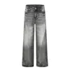 Jeans vintage para hombre europeos y americanos, lavados y desgastados con bigotes de gato, corte recto, vibra moderna, pantalones largos holgados de pierna ancha
