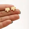 Novos Brincos de Aço Inoxidável para Comércio Exterior, Folha de Bordo Cortada, Árvore da Vida, Brincos Pequenos Simples e Versáteis de Personalidade em Estoque