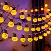 Luces de Cadena de Calabaza LED Transfronterizas, Luces de Cadena de Esqueleto Fantasma para Halloween, Luces Decorativas de Araña Murciélago para Festividades, Luces de Colores