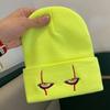 Sombrero de Lana Divertido de Personalidad de Otoño e Invierno Ojos de Payaso Bordado Gorro de Punto Cálido Combinable Hip-hop Jersey Sombrero para el Frío para Hombre