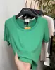 Camiseta Cinza de Manga Curta com Gola U de Alta Qualidade para Mulheres 2025 Verão Novo Estilo Versátil Fashion Slim Fit Top Tamanho Plus
