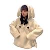 [Bolsa de Envío] Sudadera Gruesa con Forro Polar de Lana de Cordero y Conejo para Niñas Coreana con Capucha Jersey Lindo Abrigo Japonés