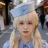 Gorra Azul Marino Bordada Europea y Americana Cosplay Uniforme de Policía Femenino Sombrero de Otoño e Invierno para Actuación Circunferencia de Cabeza Grande Sombrero de Marinero Japonés para Mujer