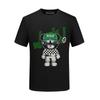 Camiseta Masculina de Manga Curta Marca Tendência Urso Estampado Tendência Música Criança Algodão Mercerizado Homem Cara Espiritual Masculino Slim-fit Manga Meia-manga Masculino